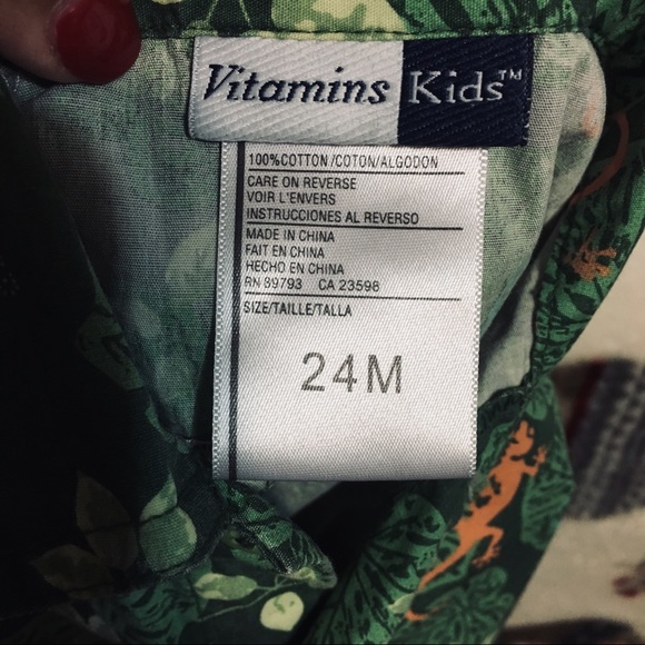Vitamins Kids Green Boys Hawaiian Style Shirt - Picture 5 of 5
